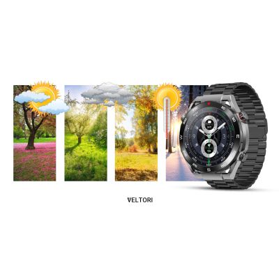 24. VELTORI VT100-1 Smartwatch + Black Silicone Strap + Black Eco Leather