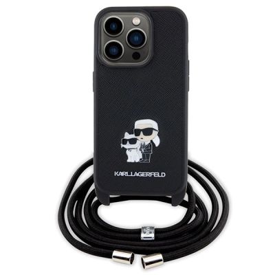 2. Karl Lagerfeld Crossbody Saffiano Metal Pin Karl & Choupette case for iPhone 15 Pro - black