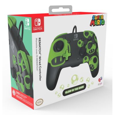 9. PDP REMATCH: 1-Up Glow in the Dark Black, Green USB Gamepad Analog/Digital Nintendo Switch, Nintendo Switch OLED