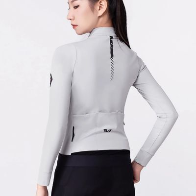 4. Rockbros YDWT006 TVI women's cycling jersey insulated autumn/winter L - white and gray