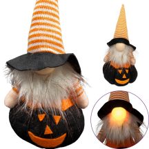 DECORATIVE PUMPKIN FIGURE BLACK 25CM LED HALLOWEEN