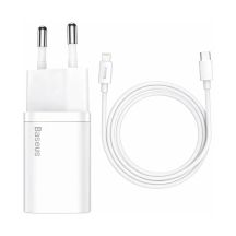 Baseus Cube 20W PD USB-C Wall Charger with Baseus Superior Lightning PD 20W 1m Cable - White