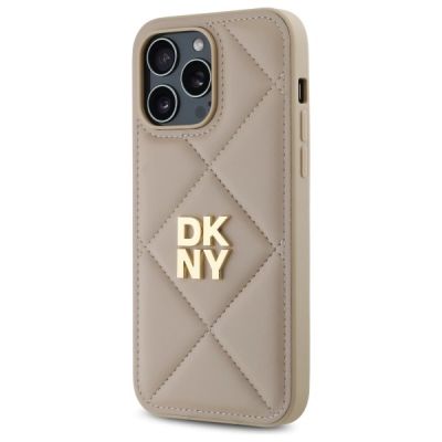 2. DKNY Quilted Stack Logo iPhone 14 Pro Max Case - Beige