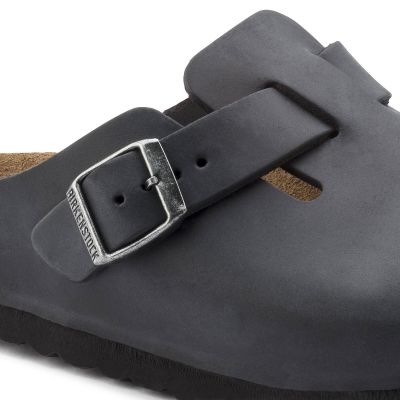 2. Birkenstock Boston Black women's/men's clogs, oiled leather, narrow slippers (0059463)