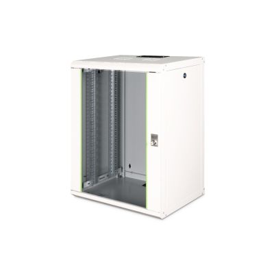 Digitus Unique 19" 16U wall-mounted network cabinet 600x450, glass door, gray, undivided, assembled, 100kg