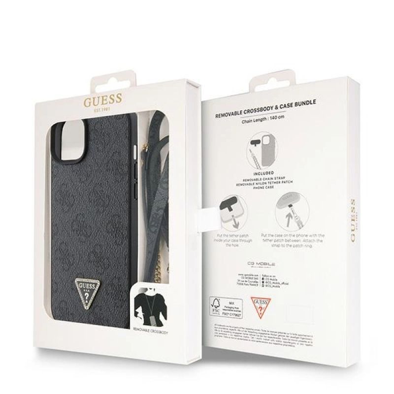 9. Guess GUHCP15MP4TDSCPK iPhone 15 Plus 6.7" black/black hardcase Crossbody 4G Metal Logo