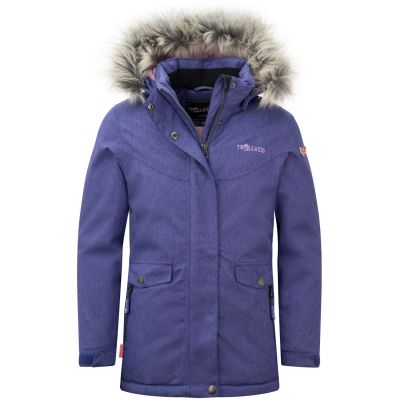 Trollkids Girls Oslo Coat XT insulated winter jacket with hood, purple (180-154)