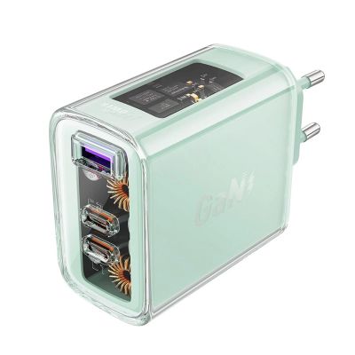9. Acefast GaN charger 65W 3 ports (1xUSB, 2xUSB C) green (A45)