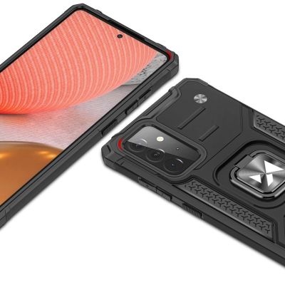 2. Wozinsky Ring Armor Case Kickstand Tough Rugged Cover for Samsung Galaxy A72 4G red