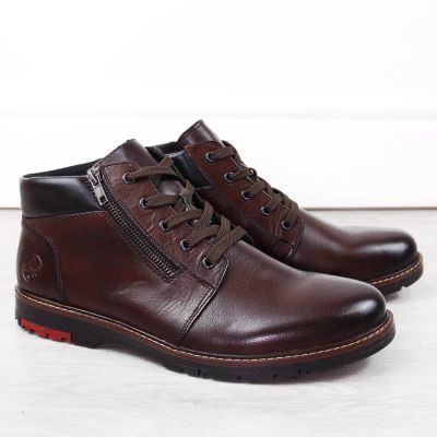 30. Rieker M RKR625 comfortable leather ankle boots lined with wool, brown