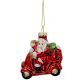 2. GLASS MOULDED BAUBLE SANTA CLAUS ON A MOTORCYCLE SASKA GIFT & DECOR