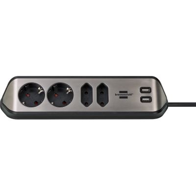 2. Brennenstuhl table socket 1 pc silver, protective contact 1 pc.