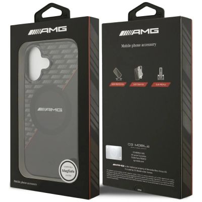 8. AMG Double Layer Transparent Rhombs MagSafe Case for iPhone 17 - Black and Red