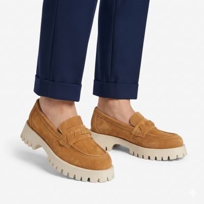 6. Women's leather suede brogues, camel, Filippo DP7554