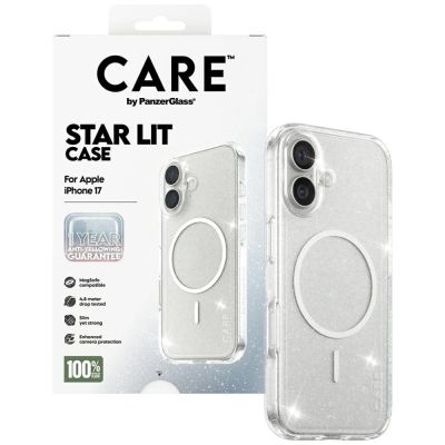 4. CARE by PanzerGlass Flagship Urban Explorer Case w. White MagSafe for iPhone 17 - Clear Glitter