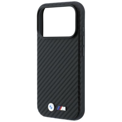 6. BMW M Carbon Metal Logo MagSafe Case for iPhone 17 Pro Max / 18 Pro Max - Black