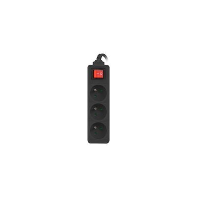 4. LANBERG 3 m Extension Lead with 3 x 230 V Type E Sockets, Switch and Solid Copper Cable, Black
