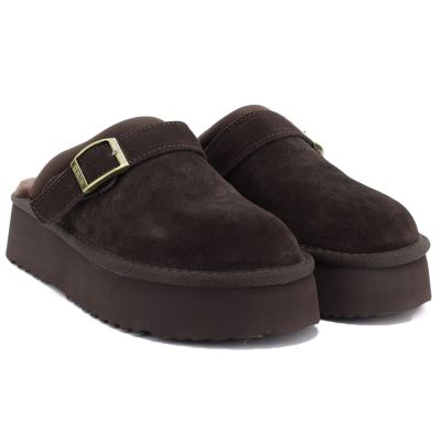 4. Women's leather insulated flip-flops on a chocolate platform Big Star UU274697