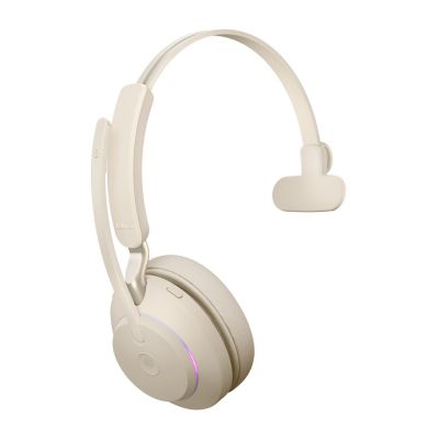 2. Jabra Evolve2 65 MS Mono Link380c Wireless Over-Ear Headphones, Beige