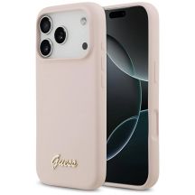 Guess Silicone Script Metal Logo MagSafe Case for iPhone 17 Pro - Pink