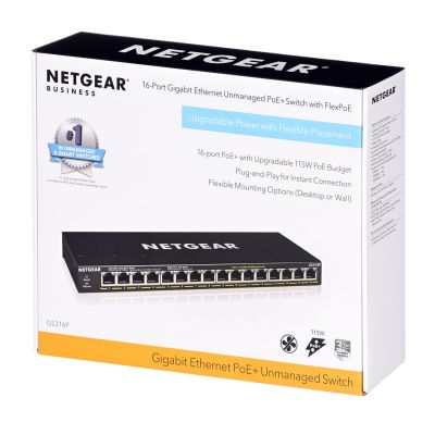 5. Switch Netgear GS316P-100EUS 16p PoE 115W* (PoE+: 16p) Unmanaged Gigabit