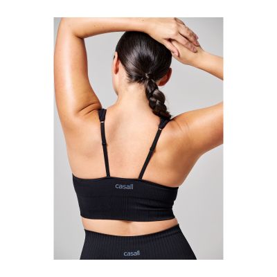 7. CASALL Seamless Rib Padded Sports Bra Black