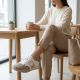 6. Women's leather shoes in white and beige Artiker 58C1113