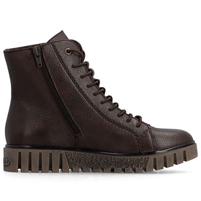 2. Women's brown leather platform ankle boots Rieker Y3421-26