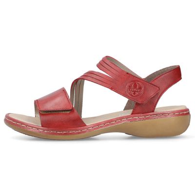 14. Rieker W RKR685 comfortable leather sandals red