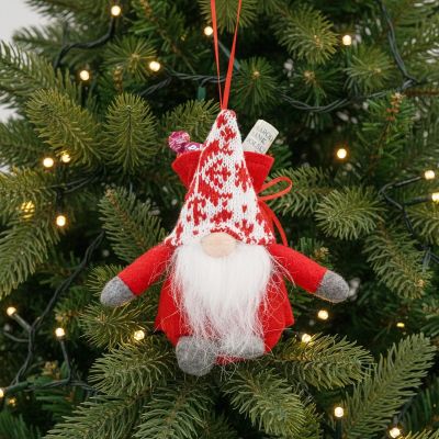 5. DECORATIVE SANTA CLAUS WITH GIFT BAG 15CM RED