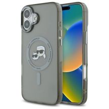 Karl Lagerfeld IML Metal Karl&Choupette Head MagSafe Case for iPhone 16 Plus - Black
