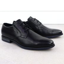 Skórzane wizytowe półbuty męskie czarne Bugatti SS153157