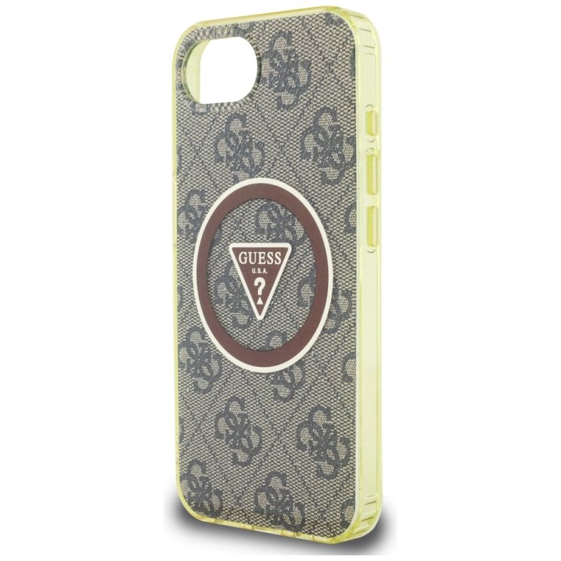 6. Guess IML Metal Glitter 4G Circle Triangle MagSafe case for iPhone 16e - brown