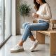 10. Leather platform sneakers, white, Filippo DP6122