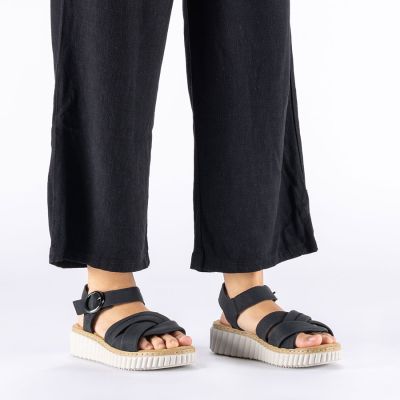 8. Rieker 63781-00 women's black wedge sandals with Velcro