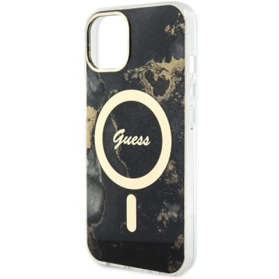 6. Guess GUHMP14MHTMRSK iPhone 14 Plus 6.7" black/black hardcase Golden Marble MagSafe