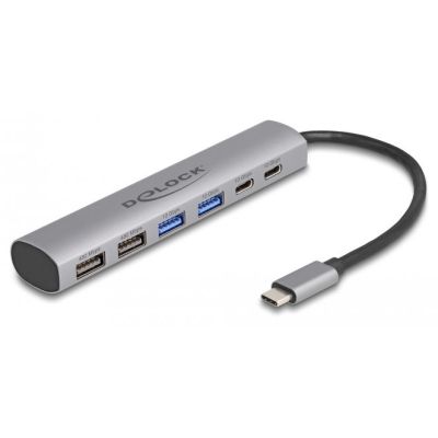 2. DeLOCK 6-port USB hub with 4 x USB Type-A female and 2 x USB Type-C female
