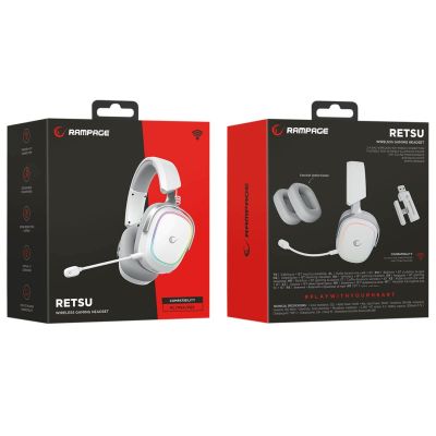 9. Rampage RETSU Headphones Wireless On-Ear BT 2.4G RGB White