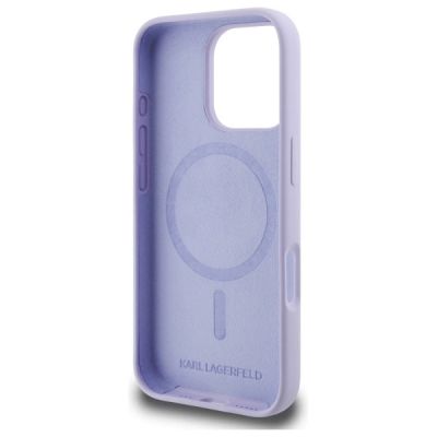 7. Karl Lagerfeld Silicone Karl&Choupette Heads Ring MagSafe Case for iPhone 16 Pro - Purple