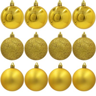 13. DECORATIVE PLASTIC BAUBLE SAFE 12 PCS 60MM GOLD