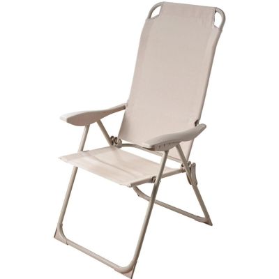 9. REDCLIFFS Beige Folding Camping Chair with Armrests