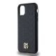 6. DKNY Leather Monogram Pattern Metal Logo MagSafe Case for iPhone 11 / Xr - Black