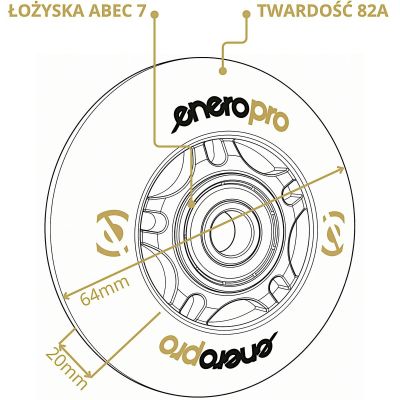 8. ENERO PRO PU ROLLER SKATE WHEELS 64 MM 4 PCS WITH ABEC 7 LED BEARINGS