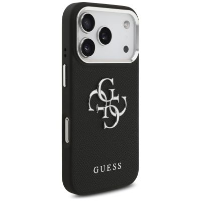 4. Guess Grained Big 4G Classic Logo case for iPhone 17 Pro - black