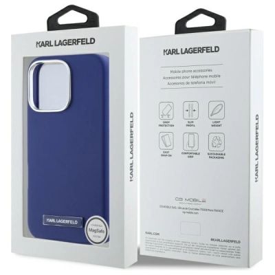 8. Karl Lagerfeld FW Metal Plate MagSafe iPhone 16 Pro Case - Blue