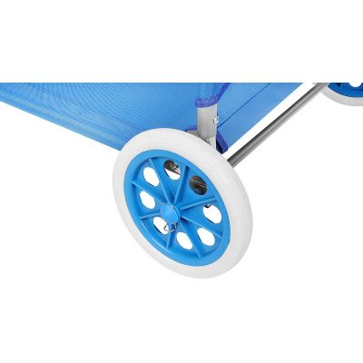 5. FOLDABLE BEACH CHAIR WITH CANOPY ON WHEELS 116x62x60-90CM BLUE