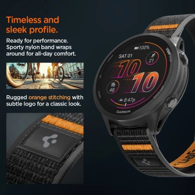 9. Spigen Athlex Airna Garmin Quick Release 22mm Strap - Black and Orange