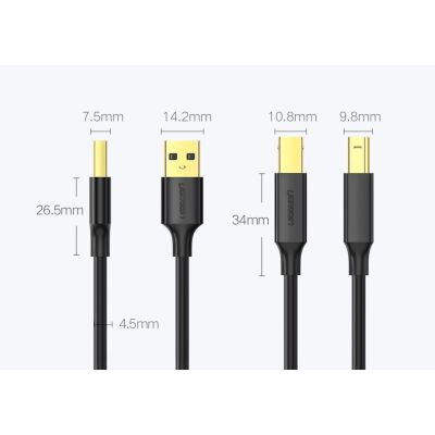 7. Ugreen USB Type B printer cable (male) - USB 2.0 (male) 480 Mbps 1.5 m black (US135 10350)