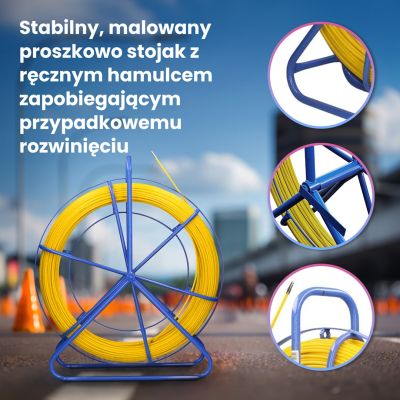 7. Extralink 3.8mm 75m Pilot | Cable Puller | FRP Fiberglass, Diameter 3.8mm, Length 75m, Yellow