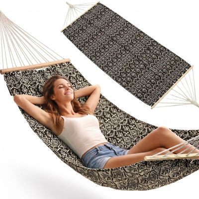 19. GARDEN HAMMOCK FOR 1 PERSON 200X100CM WITH SPREADER BAR ETHNO BLACK AND WHITE